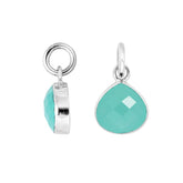 Sterling silver teardrop pendant with polished Green Chalcedony Quartz stone